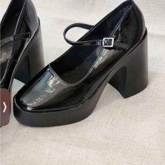 ASOS Shiny Black Platform Mary Jane Shoes - Picture 3 of 9